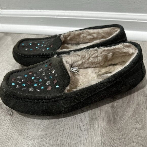 UGG Ansley Stud II Women's Moc Slippers Size 8‎ Gray Suede Sheepskin Slip On - Picture 8 of 12